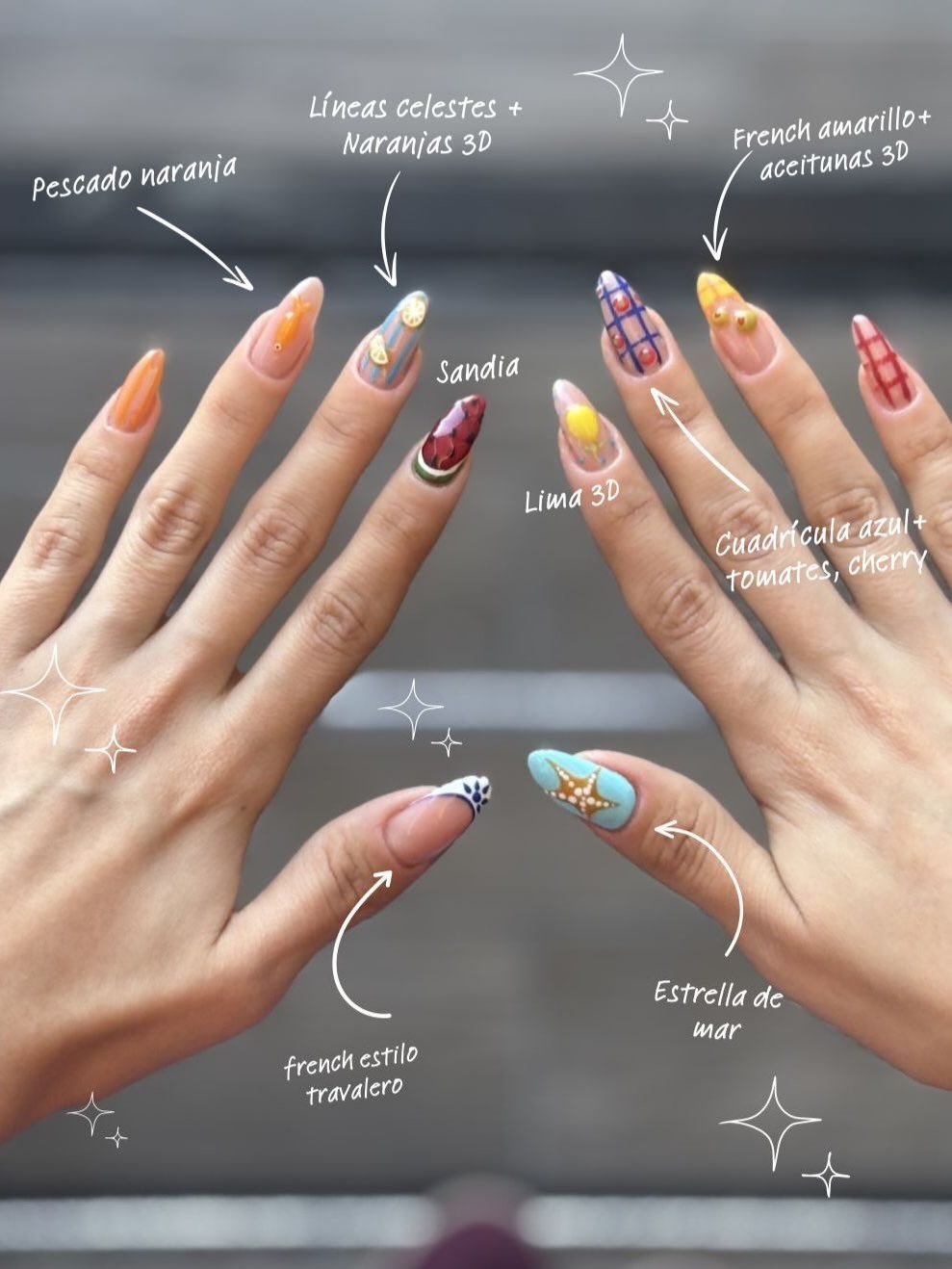 Detalle de diseño de uñas